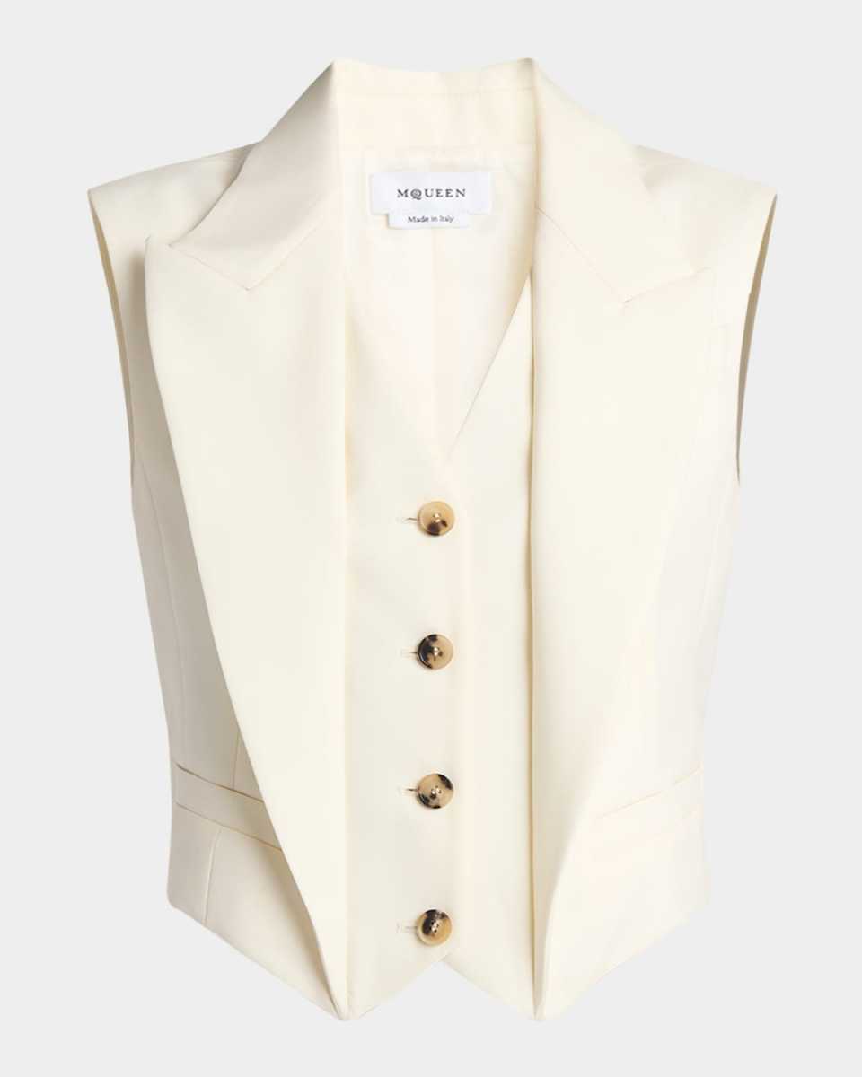 Upturned Lapel Crop Vest